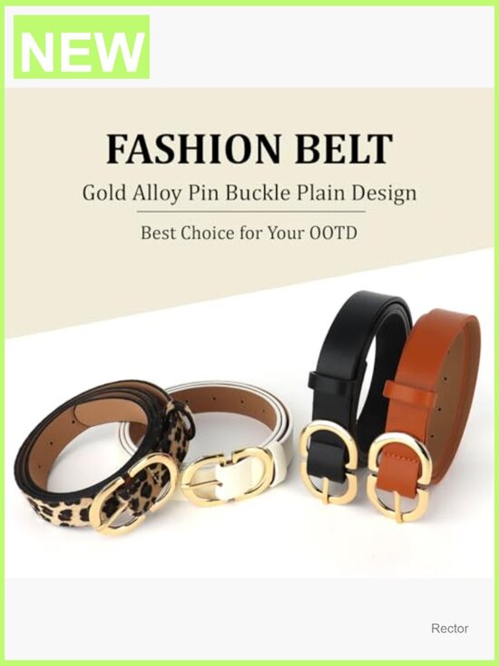 Women\'s Faux Leather Belt with Gold Buckle - 1 inch Wide, 47 inch main image 6